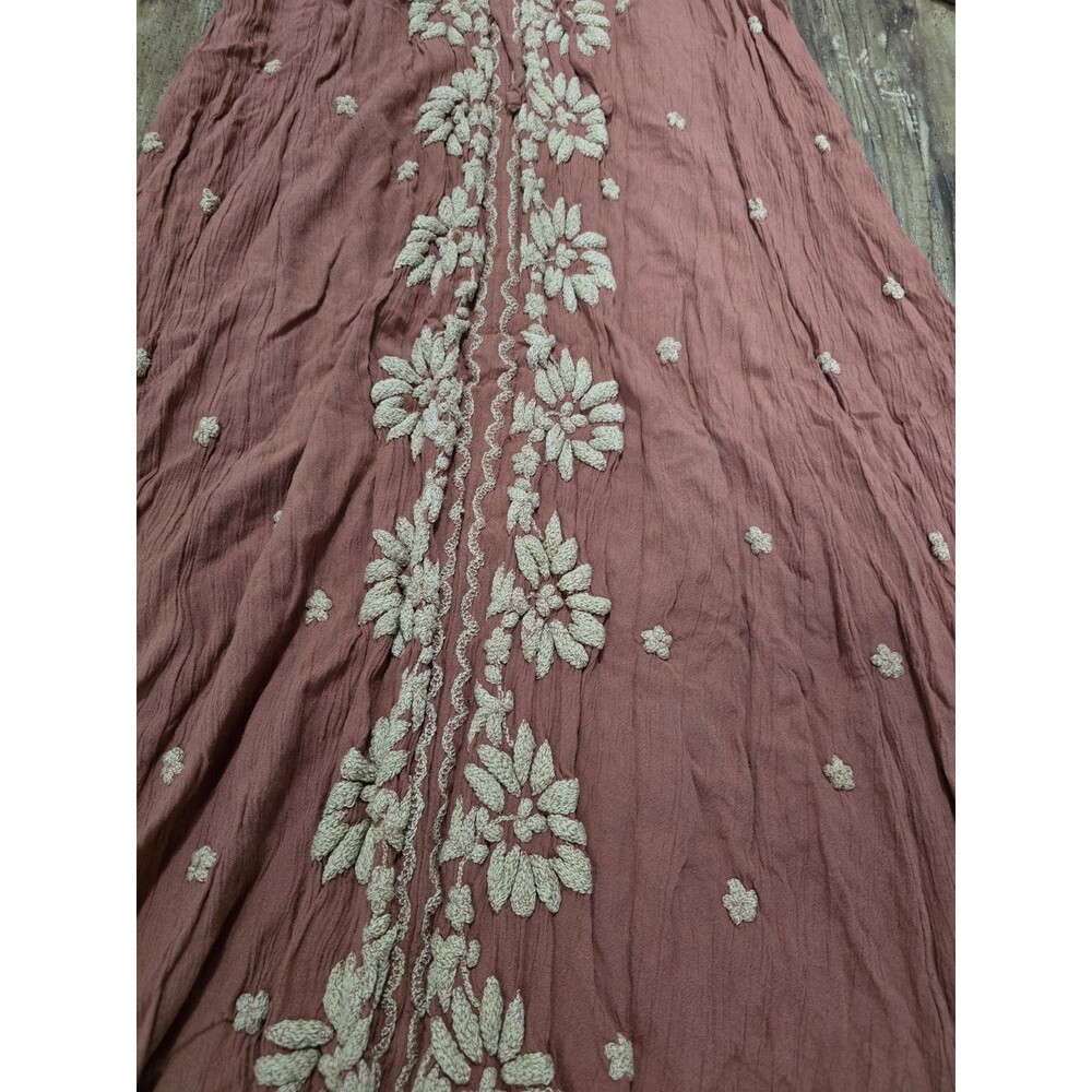 Free People Embroidered Fable Midi Dress Raspberry Pink Mauve Festival Sz Small - Picture 3 of 9